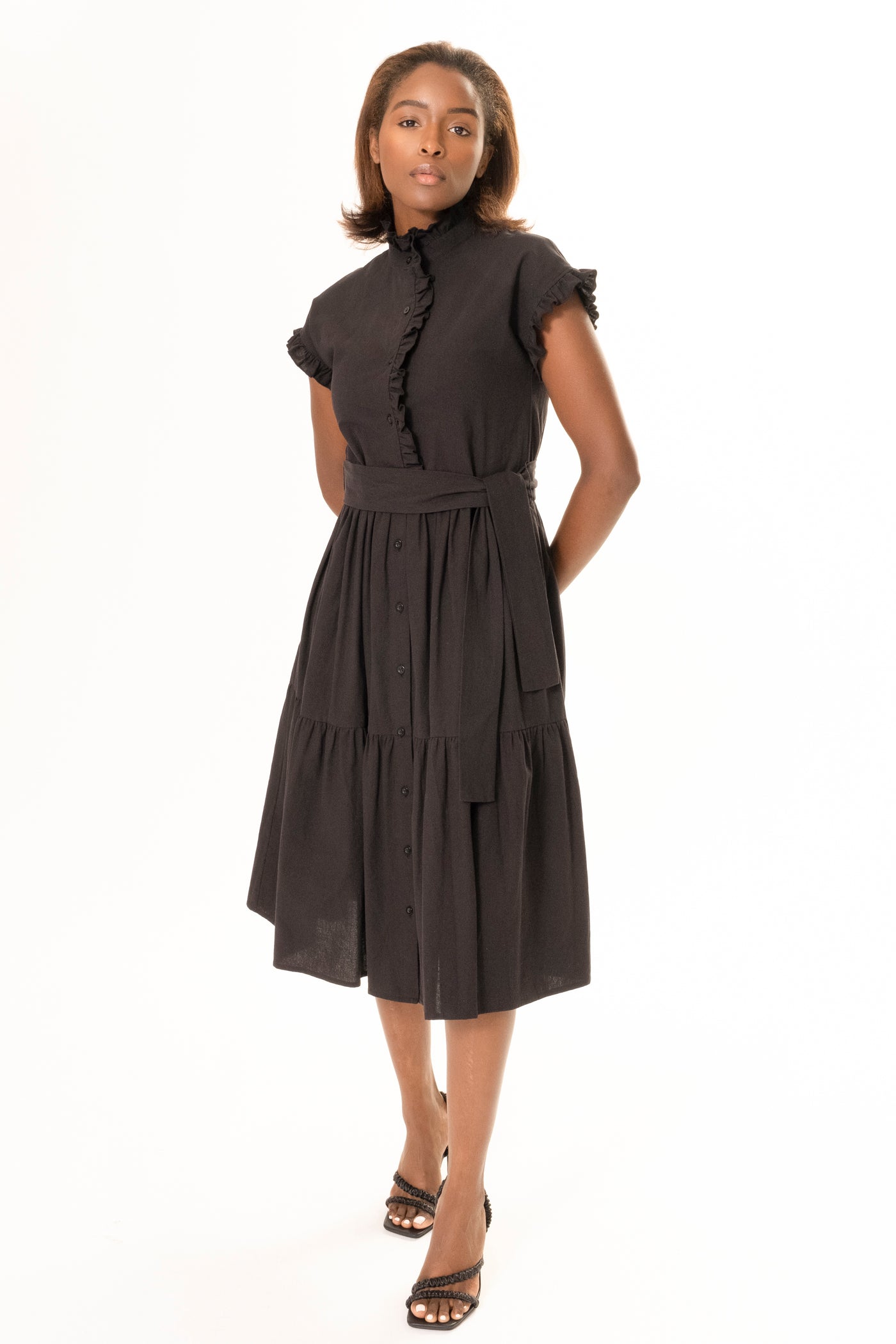 CHLOE RUFFLE DRESS BLACK