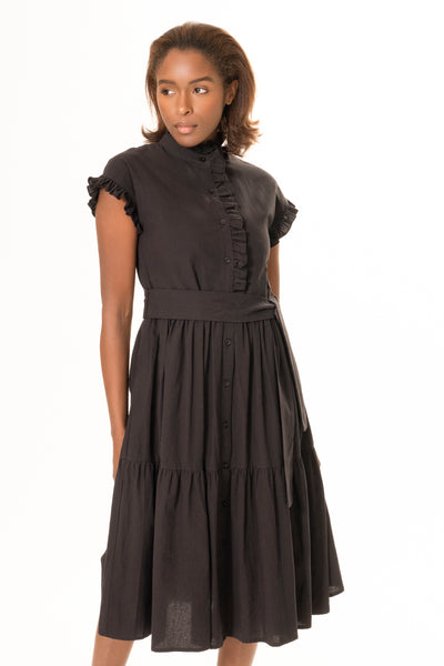 CHLOE RUFFLE DRESS BLACK