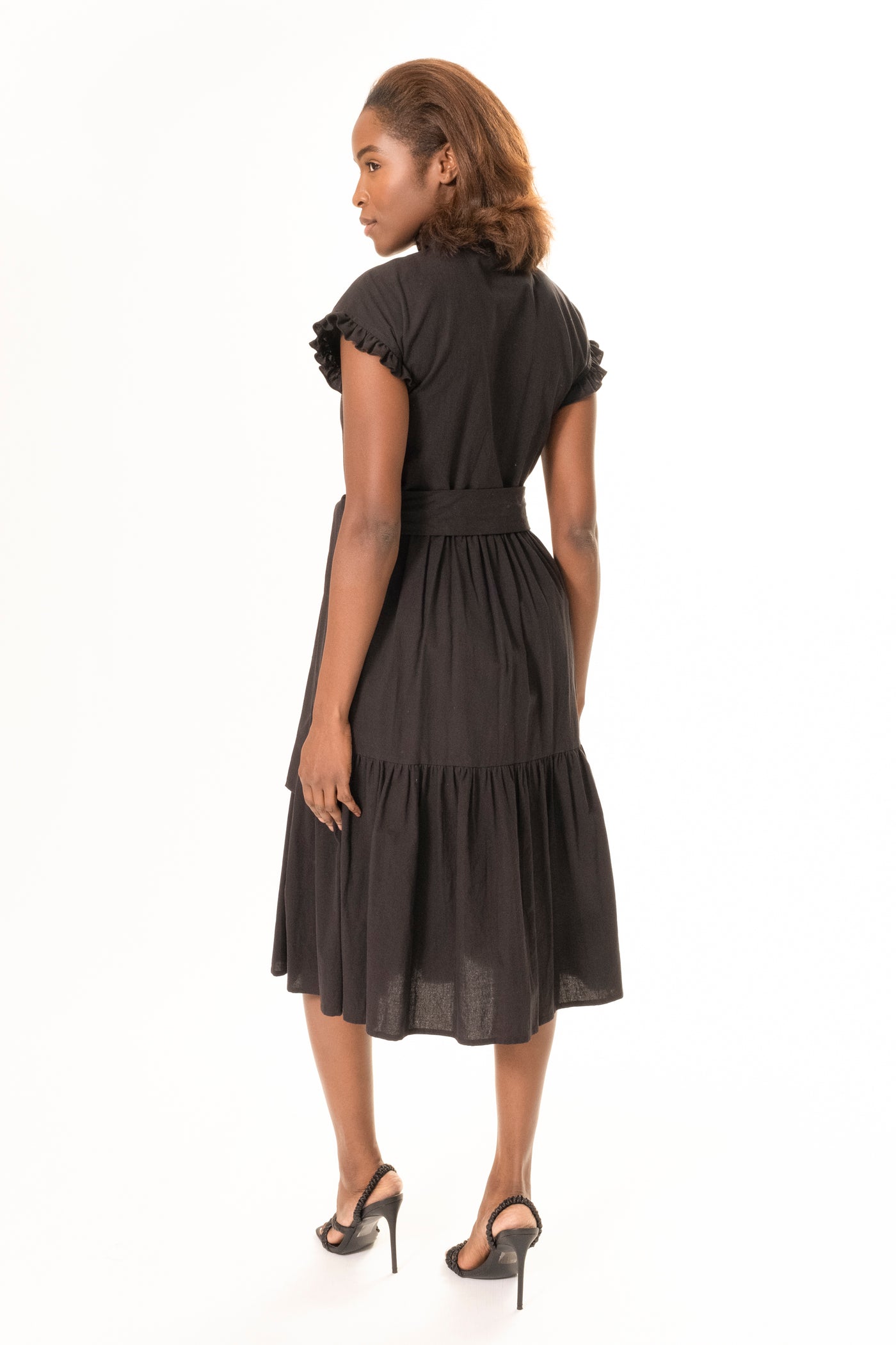 CHLOE RUFFLE DRESS BLACK