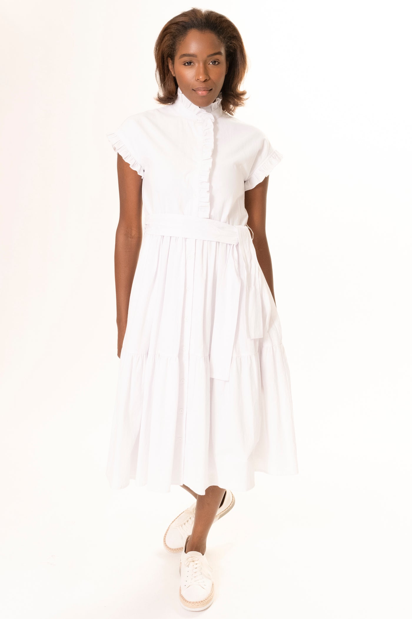 CHLOE RUFFLE DRESS WHITE