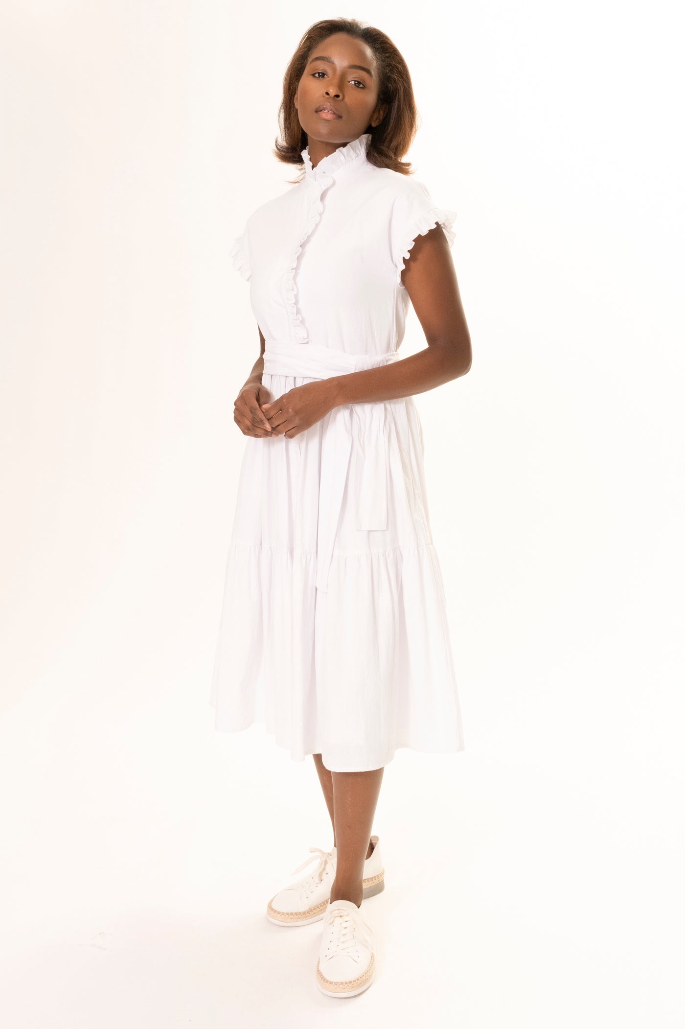 CHLOE RUFFLE DRESS WHITE