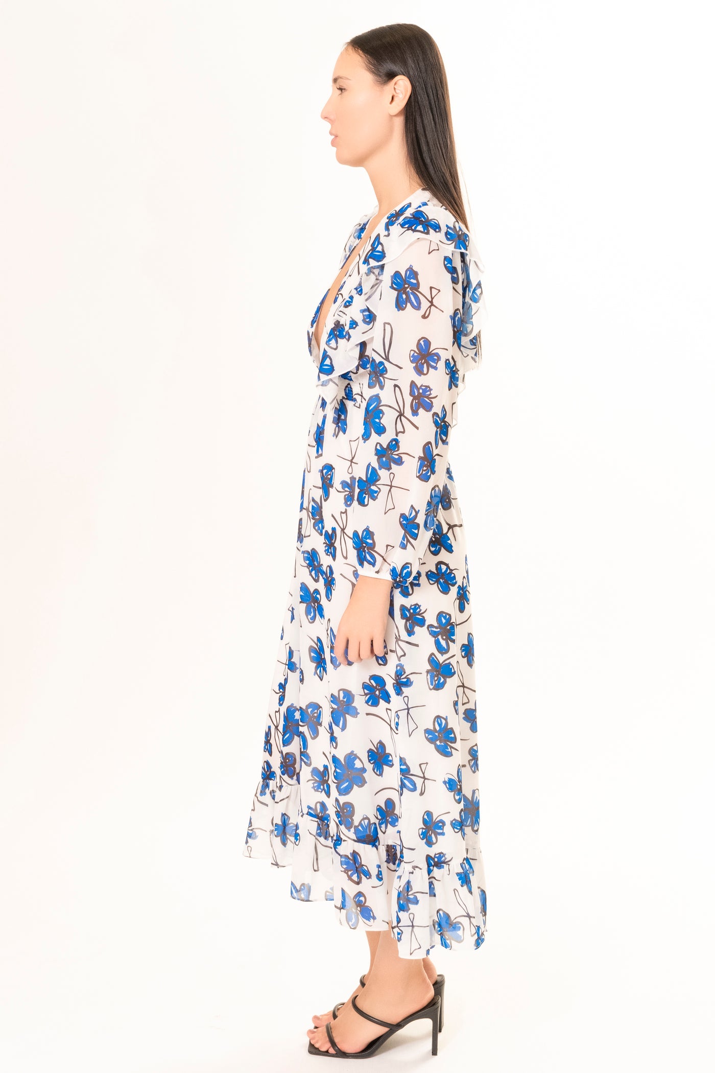 BLUE FLORAL MIDI DRESS