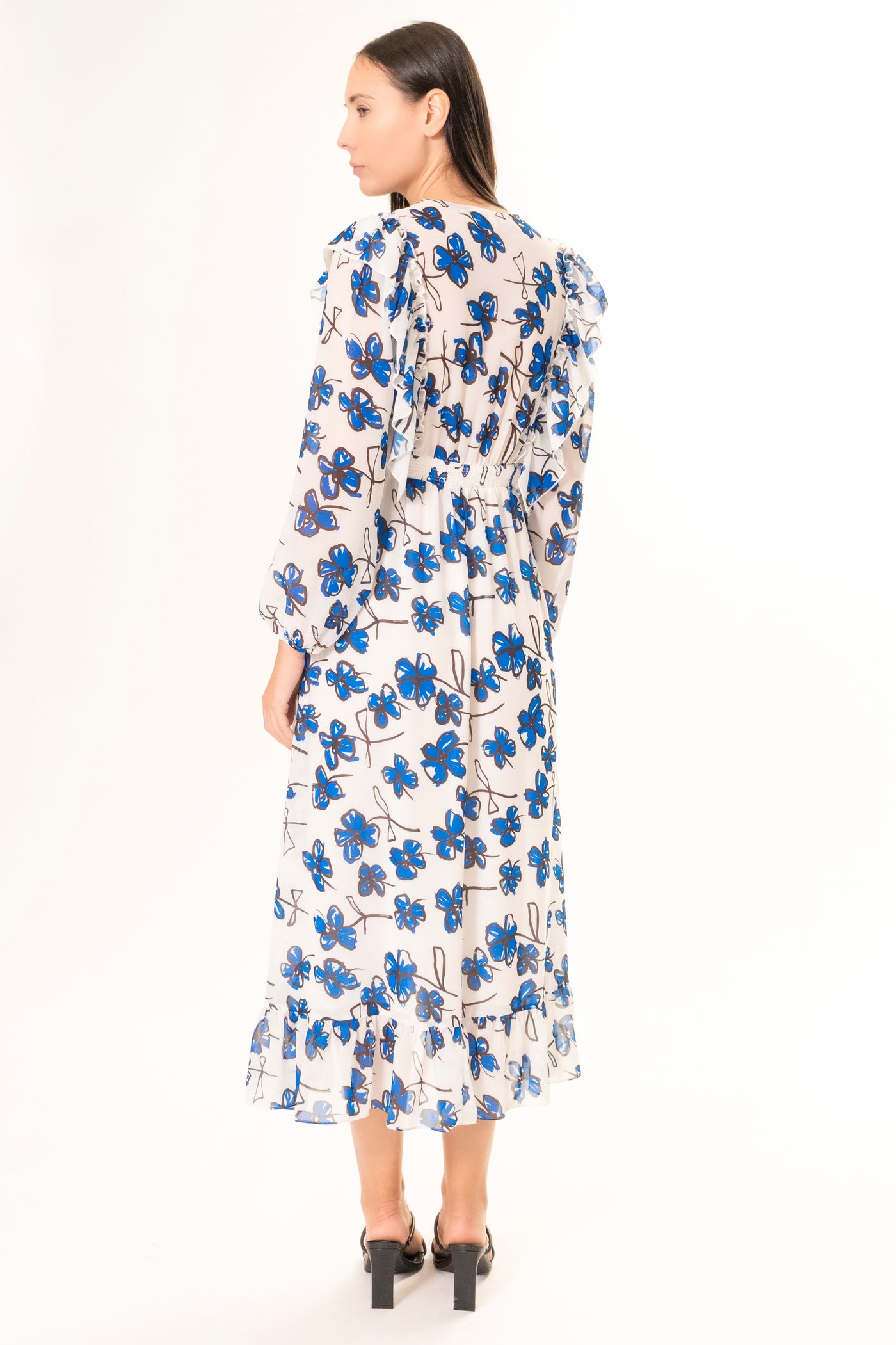 BLUE FLORAL MIDI DRESS