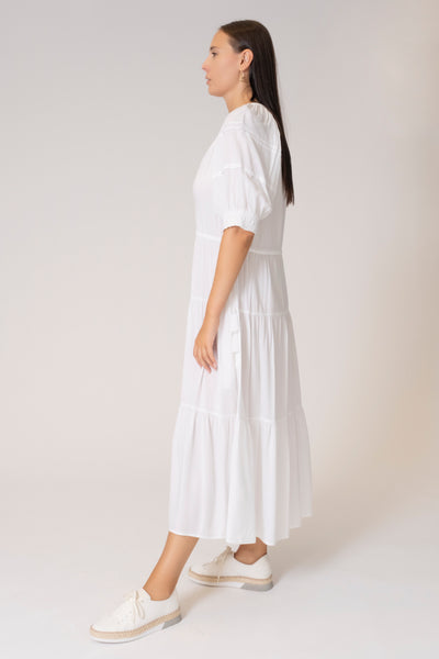 WHITE SIDE TIE DRESS