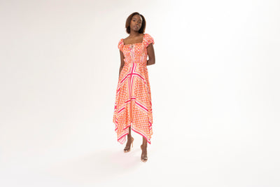 PINK & ORANGE MIDI DRESS