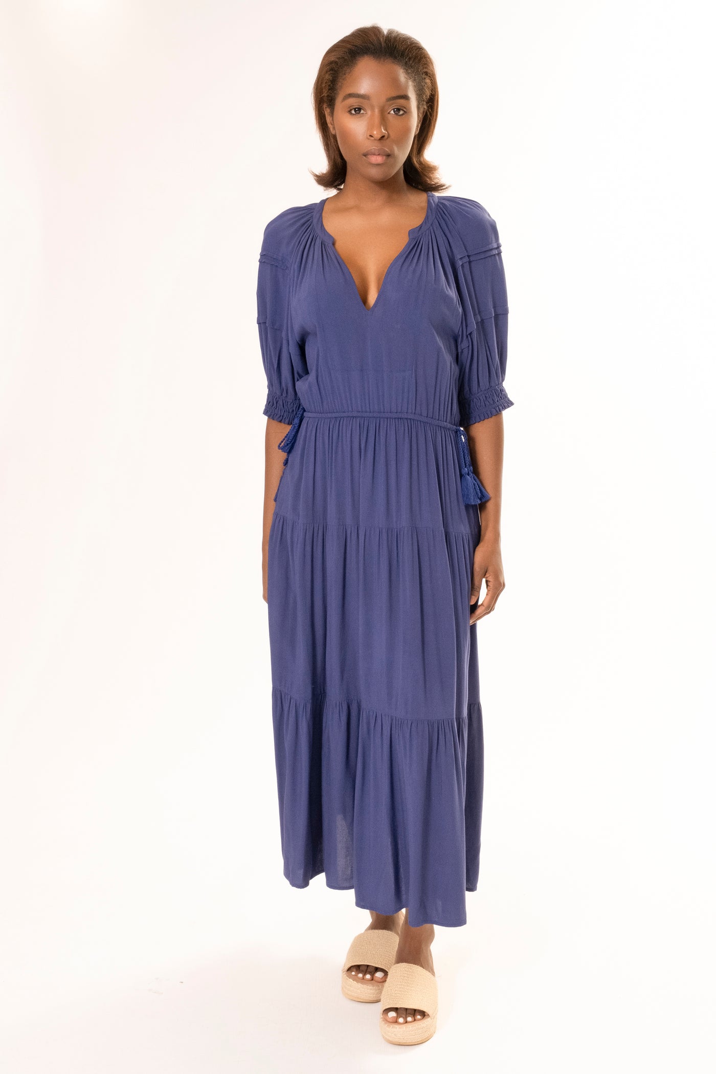 SIDE TIE DRESS NAVY